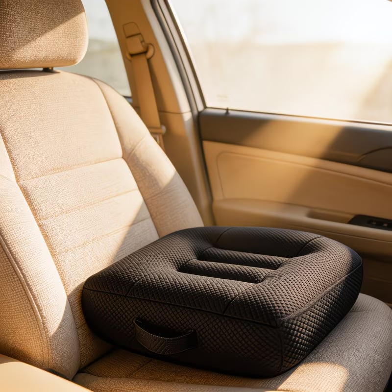 Adult booster seat cushion for shorter drivers, car safety seat cushion