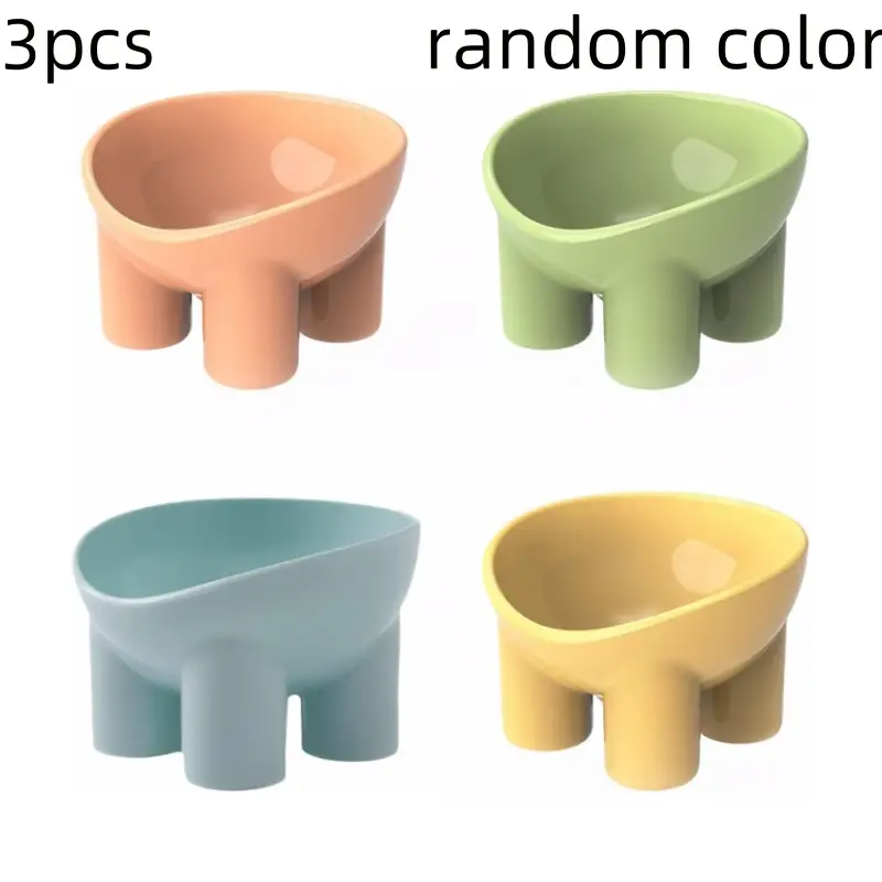 Tall cat bowls, made of plastic.
