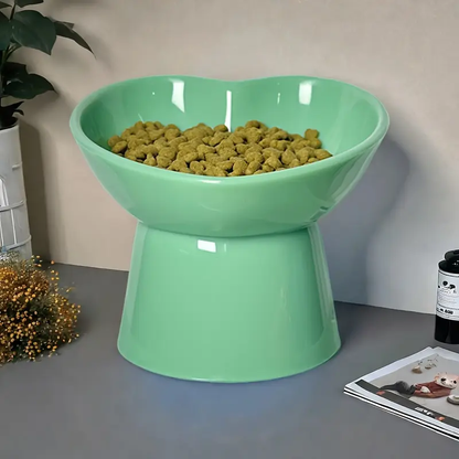 Tall Pet Bowl | Heart-shaped raised neck design to prevent tipping