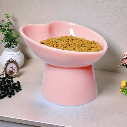 Tall Pet Bowl | Heart-shaped raised neck design to prevent tipping